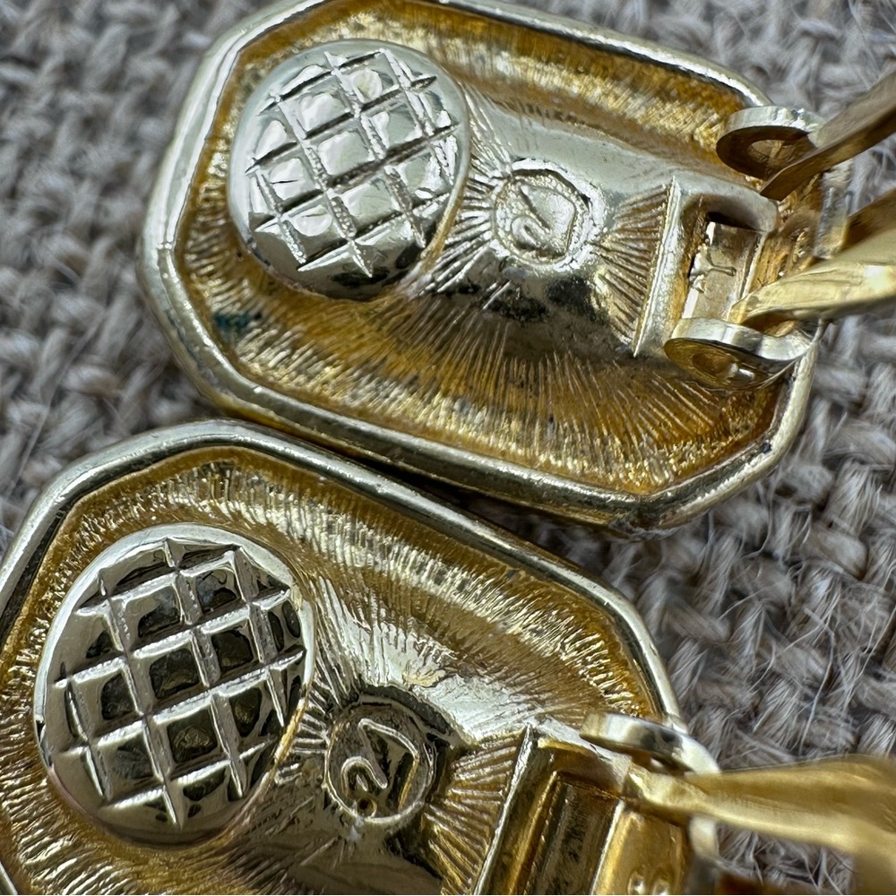 Swarovski Signed Rectangle Clear Crystal Clip On … - image 4